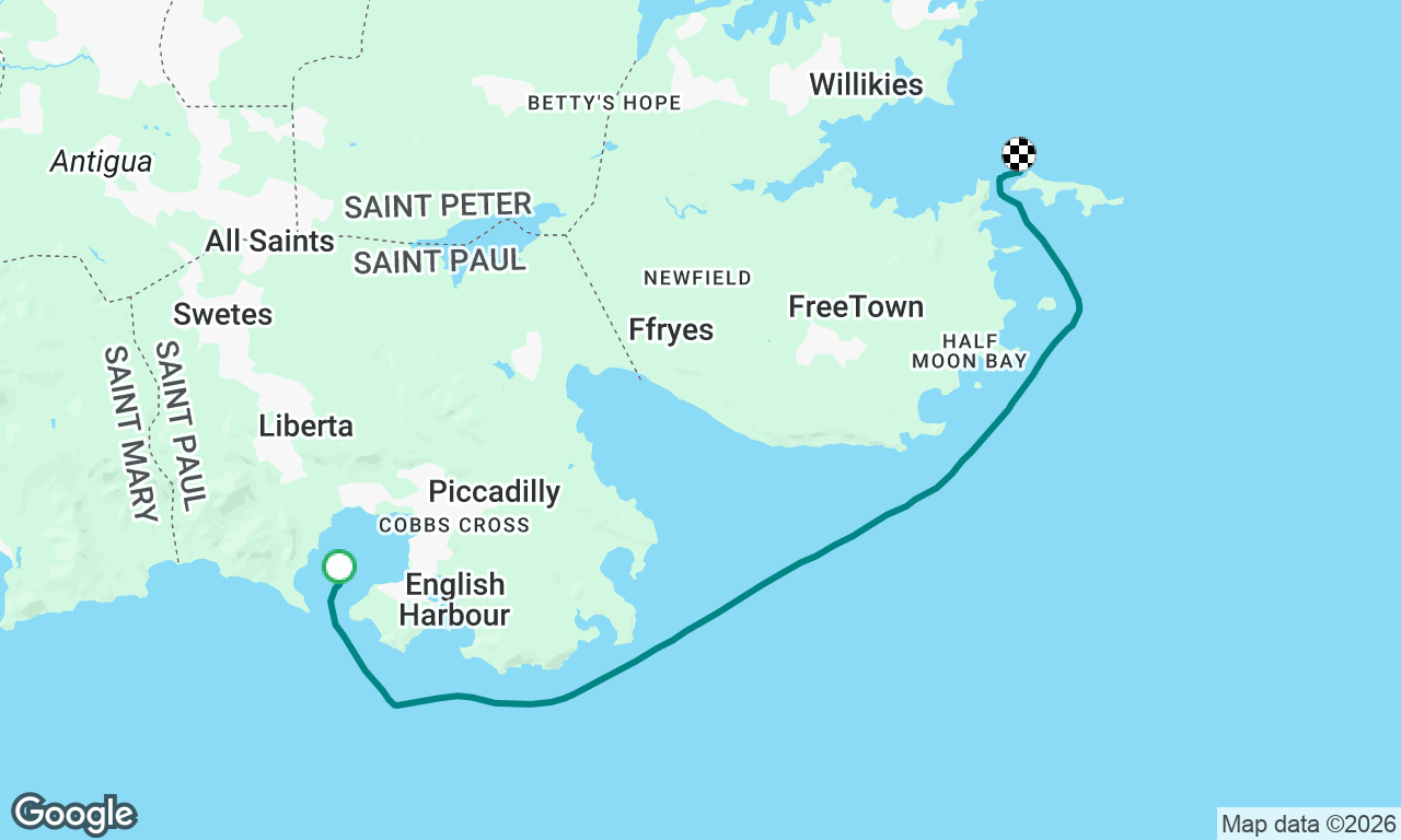 Falmouth Harbour to Green Island, Antigua