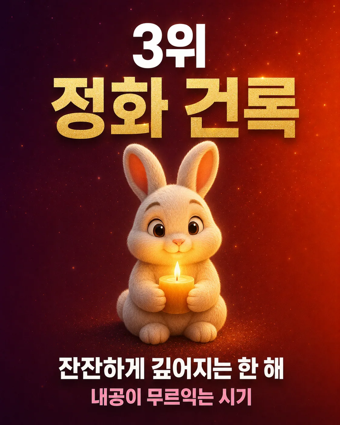 작은 촛불을 두 손으로 감싸 쥐고 따뜻하게 웃는 토끼