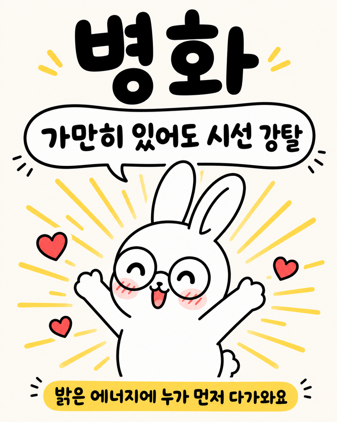 스마트폰 화면 속 '오늘 7시 홍대에서 ㄱㄱ?'라는 메시지에 'ㄴㄴ'라고 답변이 온 것을 보고 놀란 토끼