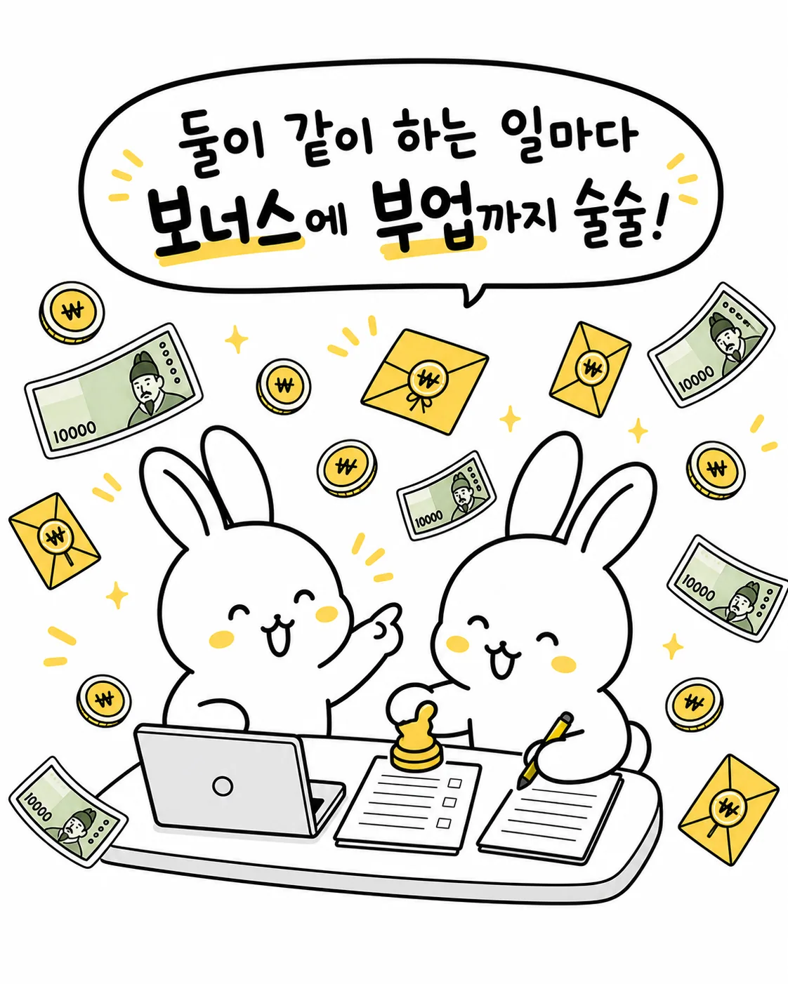 주변에 물음표가 떠다니며 고민에 빠진 토끼