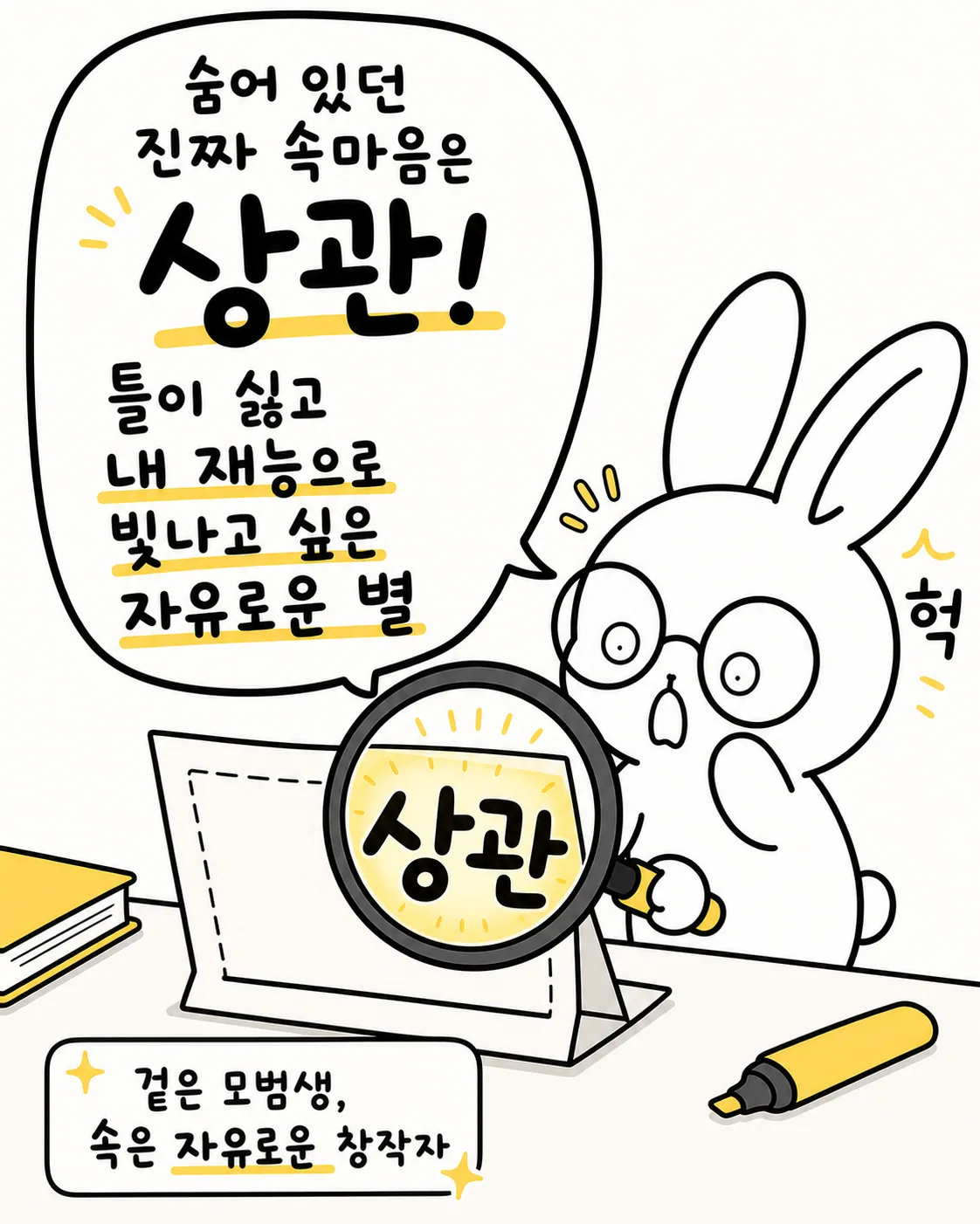 앞치마를 두르고 정성스럽게 꽃 자수를 놓으며 작업하는 토끼의 모습