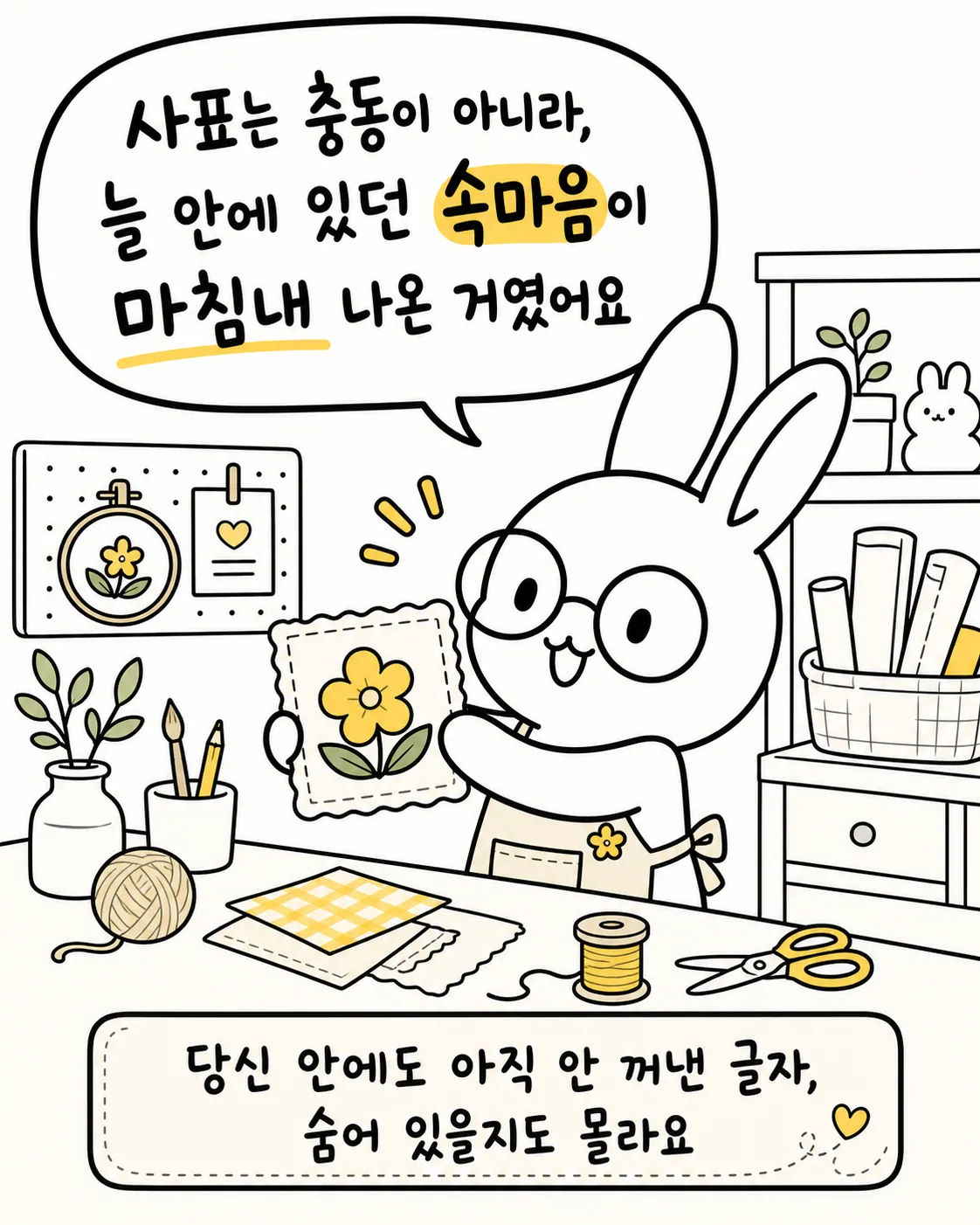 차를 마시며 사주토끼 사이트를 태블릿으로 살펴보고 있는 토끼