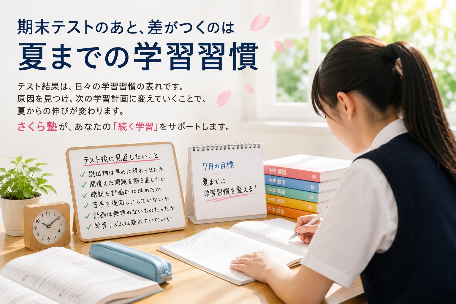 期末テスト後に学習習慣を見直す生徒