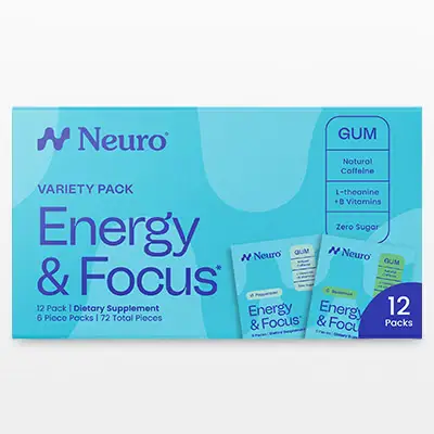Energy & Focus Gum Variety Pack, 12-Pack