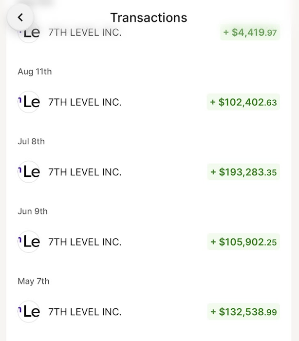 JP Egan payment screenshot