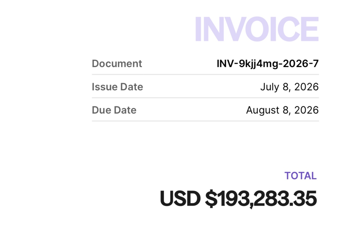 JP Egan invoice screenshot