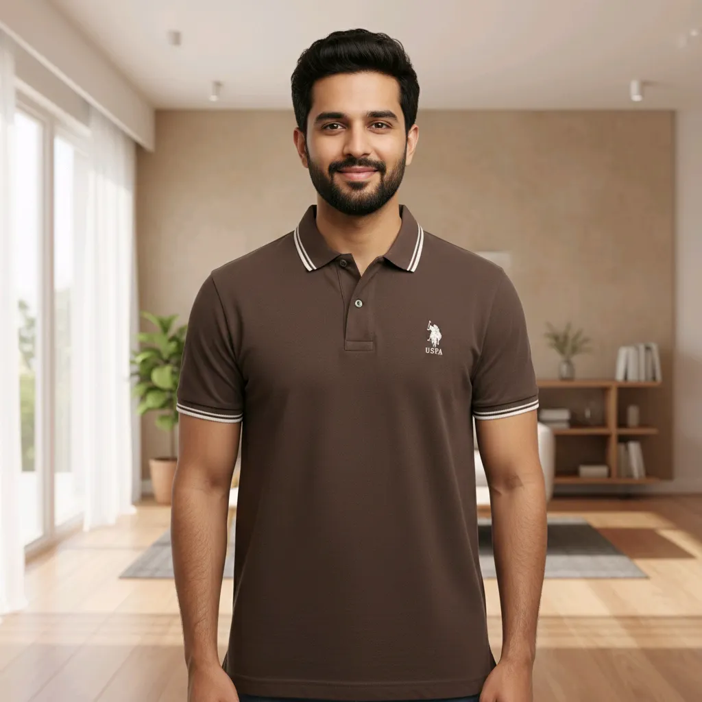 Men's Brown Polo T-Shirt - KK Collection