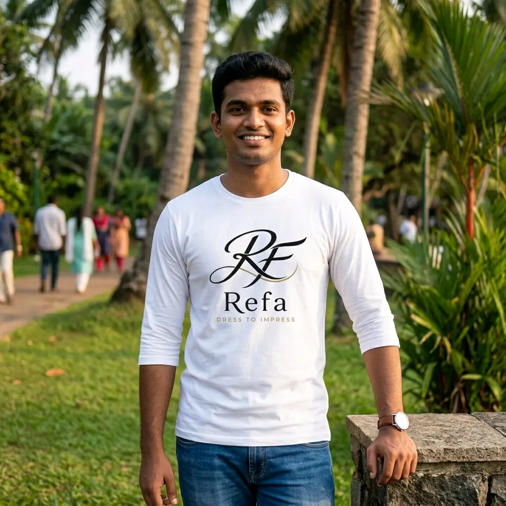 REHNA TEX 5 Sleeve Round Neck T-shirt for Men - Premium Quality