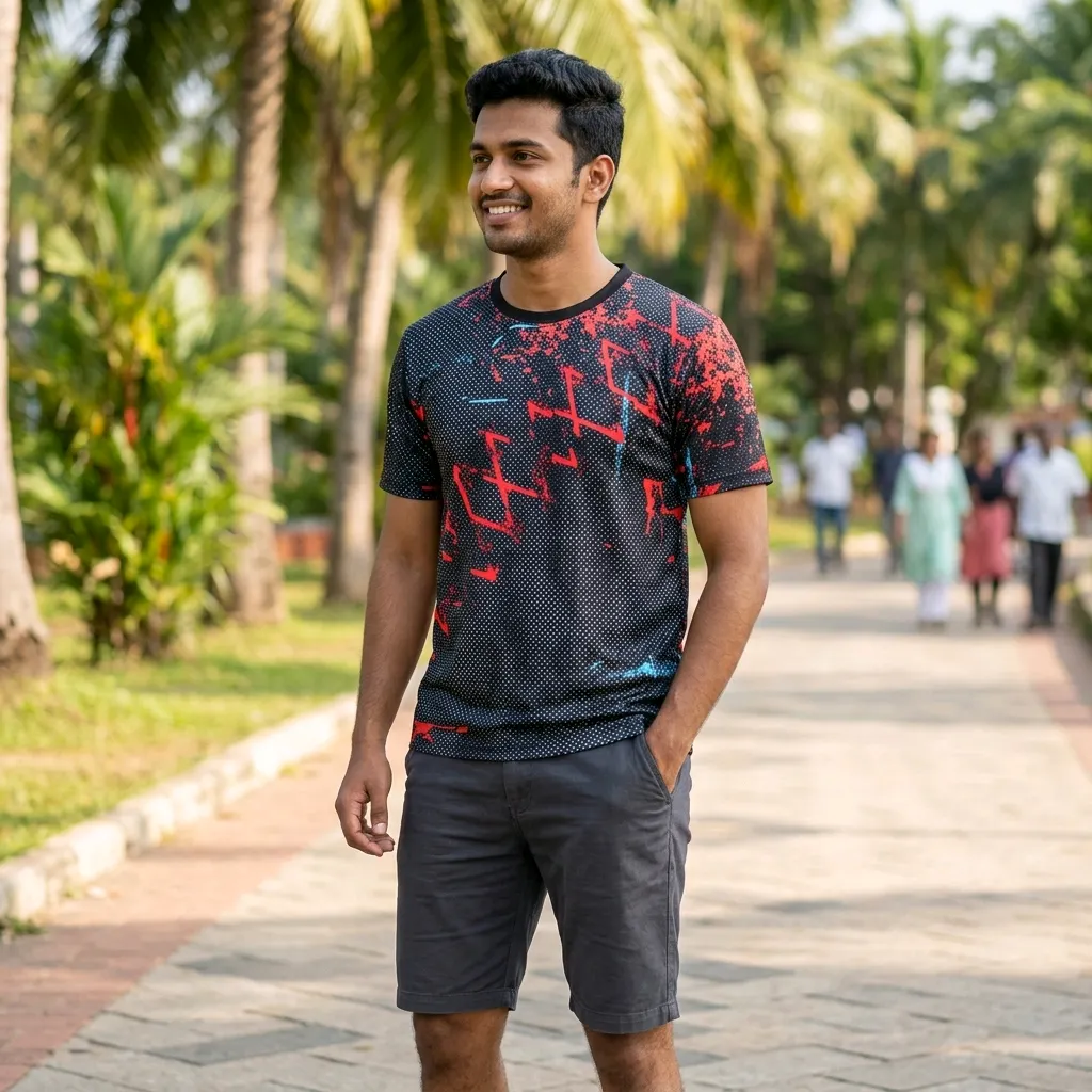 Men's Half Sleeve Round Neck Printed T-shirt - Origin Textiles