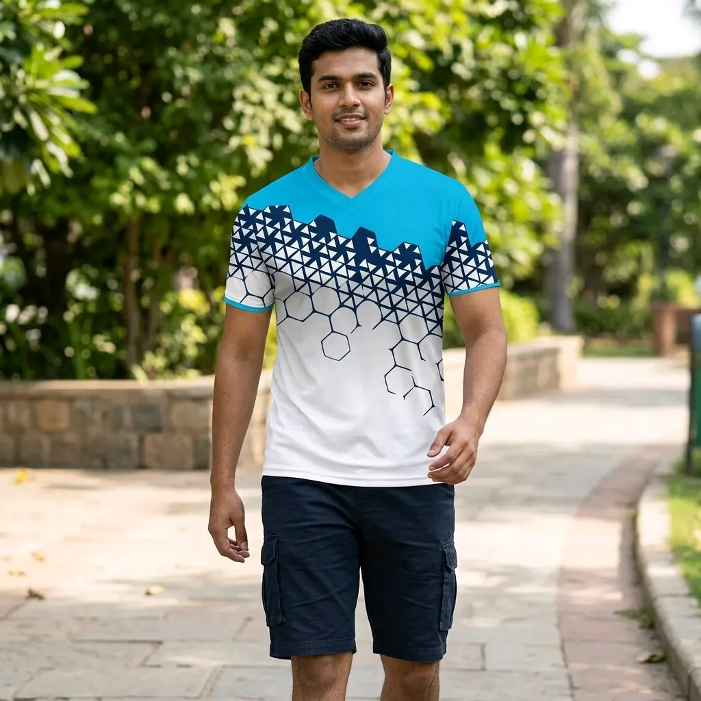 Men's Half Sleeve V Neck T-shirt - ORIGIN TEXTILES