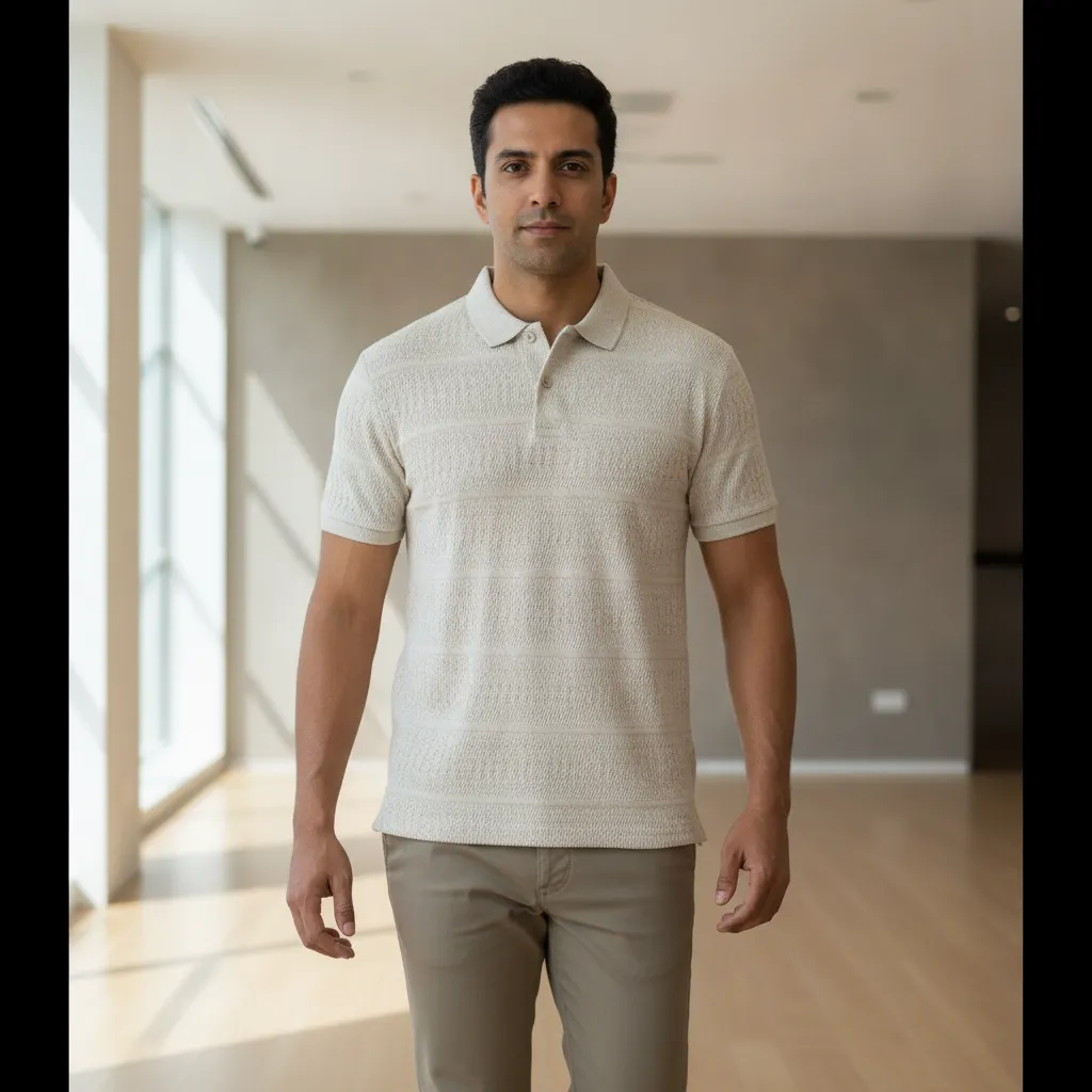 ORIGIN TEXTILES Men's Wheatish Skin Tone Regular Fit Half Sleeve Polo T-Shirt