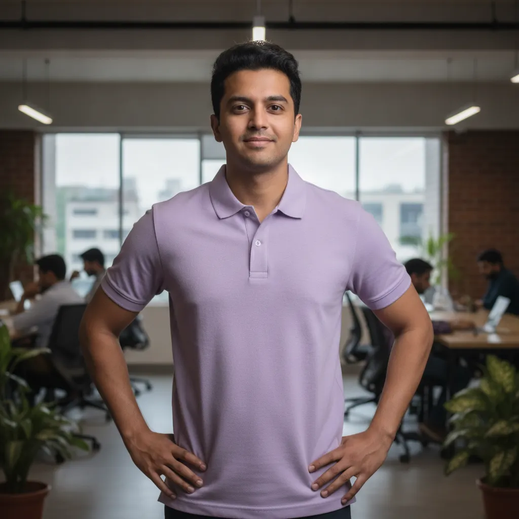 Men's Lilac Half Sleeve Polo T-shirt - Co-working Style
