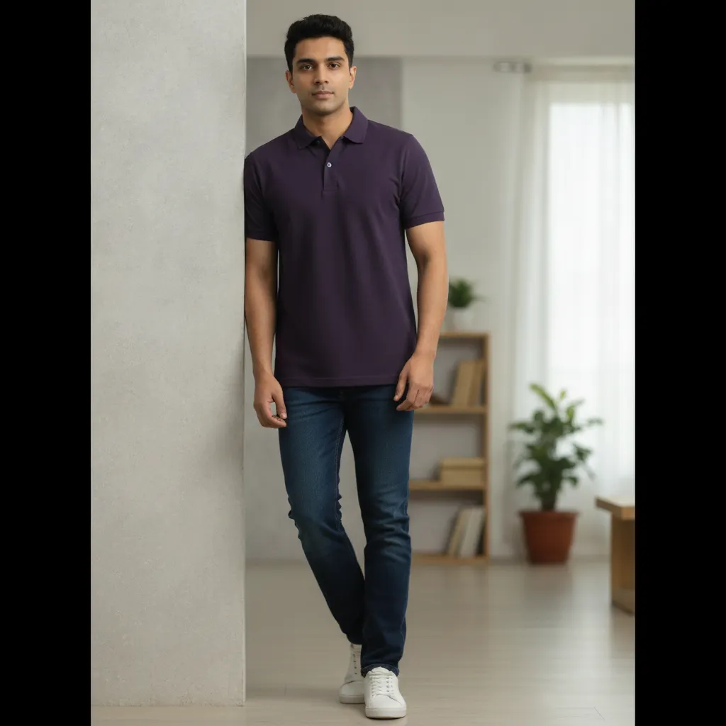 Men's Classic Purple Half Sleeve Polo T-Shirt by ORIGIN TEXTILES