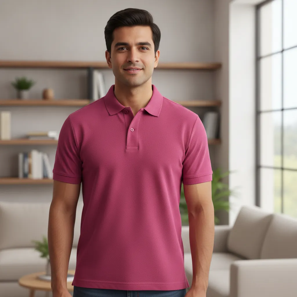 Men's Classic Pink Polo T-shirt - Half Sleeve Casual Wear by ORIGIN TEXTILES