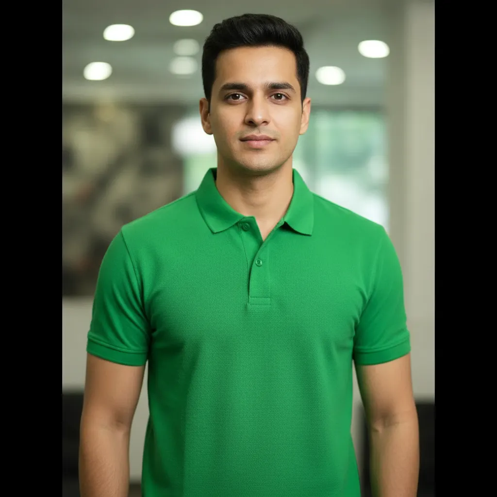 ORIGIN TEXTILES Men's Wheatish Skin Tone Green Half Sleeve Polo T-shirt - South Indian Fashion