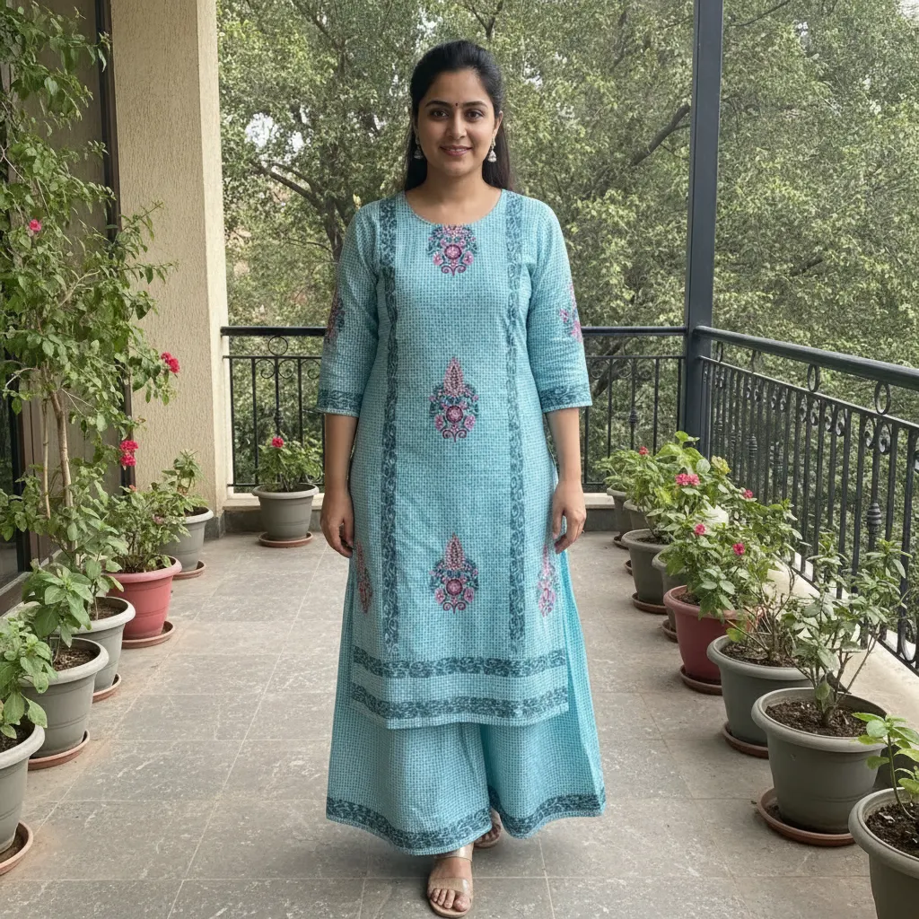 Ree Maan Boutique Cotton Tari Work Salwar Kameez with Palazzo