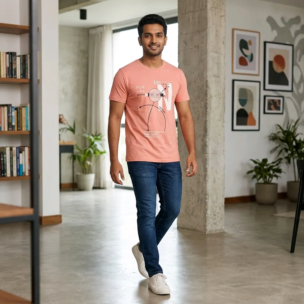 Men's Half Sleeve Round Neck T-Shirt - Your Company