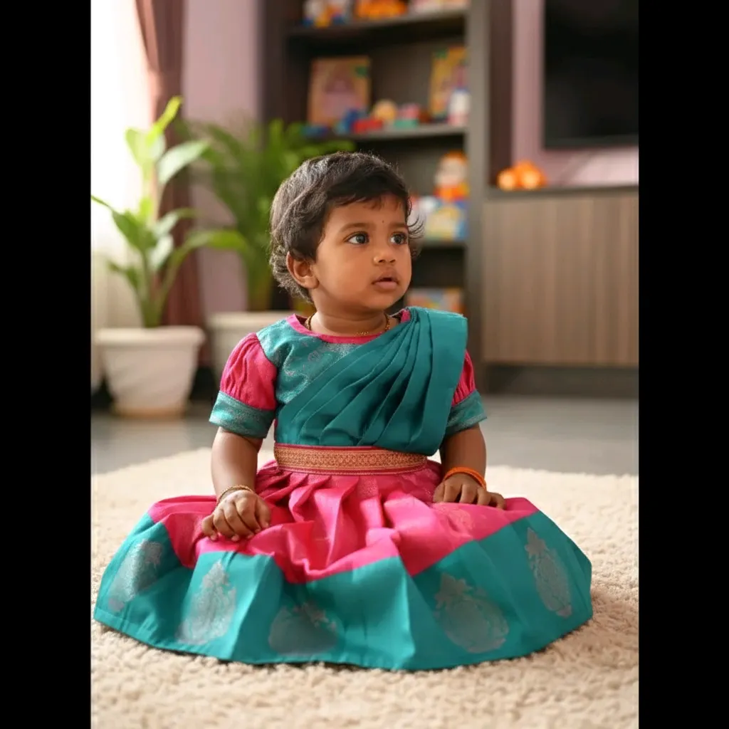 Baby Girl's Traditional Silk Top - Mugurthamtailors
