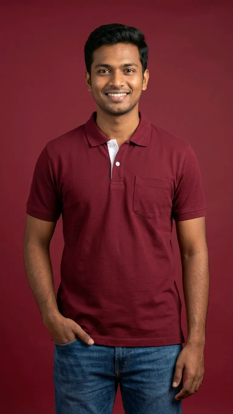 Maroon Half Sleeve Polo T-shirt for Men | Peejas Inc