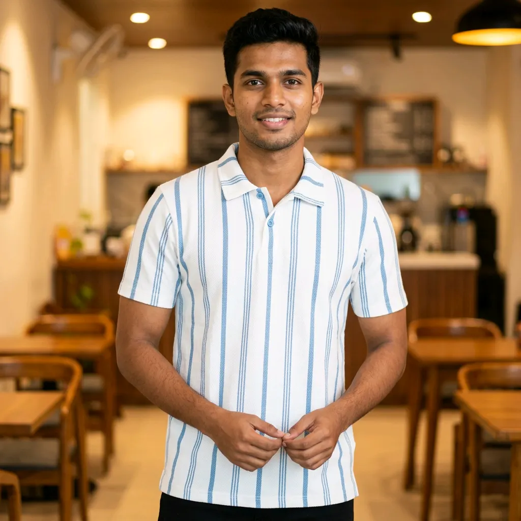 Striped Half Sleeve Polo T-shirt - Boho Fashion