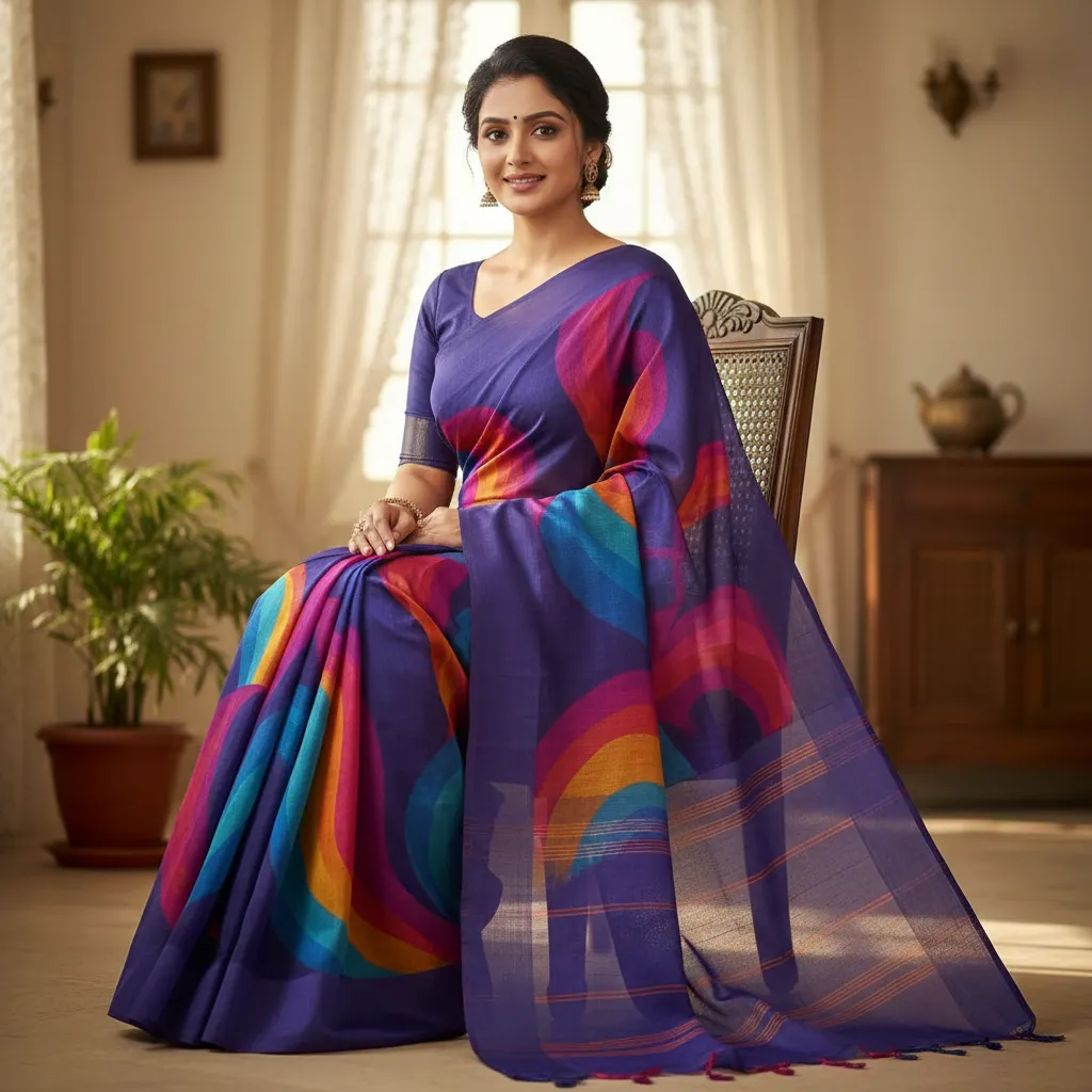 Elegant Printed Cotton Saree - Comfortable & Stylish