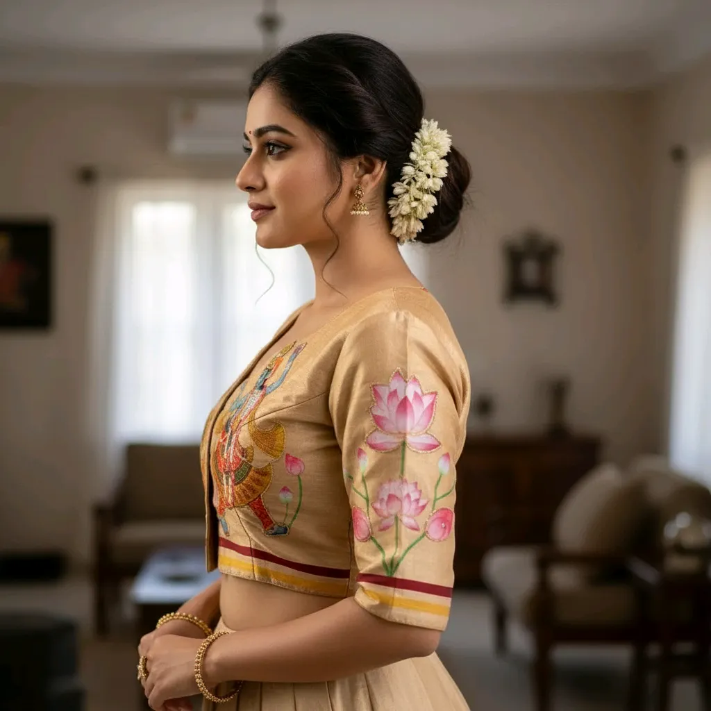 Half Sleeve Front Open Blouse - Exquisite Design by Teal Applications