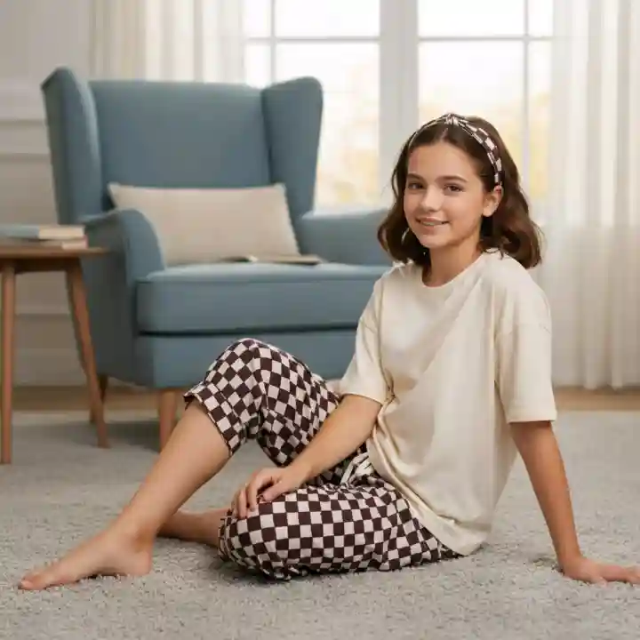 Trendy Checkered Print Leggings for Girls - Comfortable & Stylish