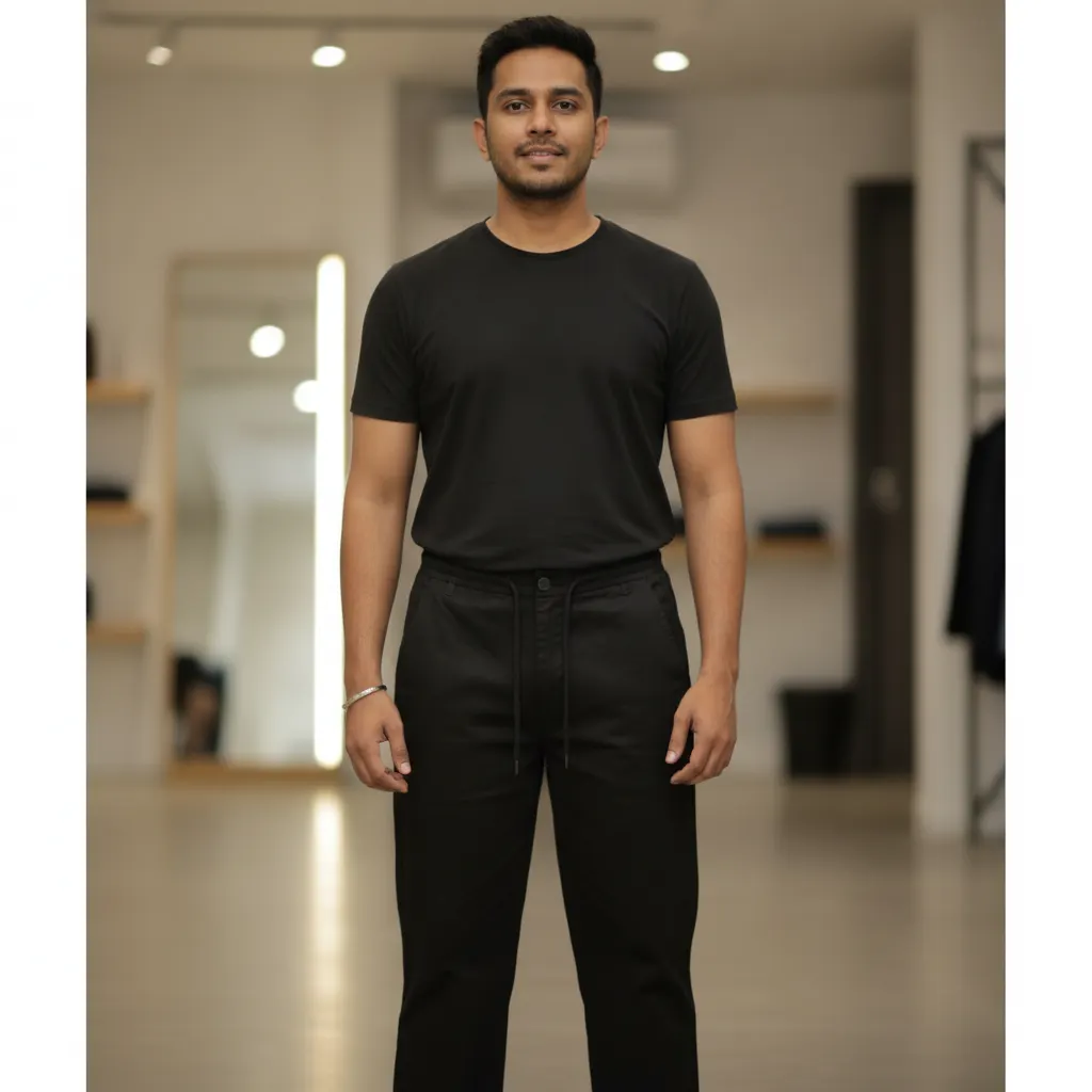 Men's Black Drawstring Casual Trousers - Snazzy Boutique