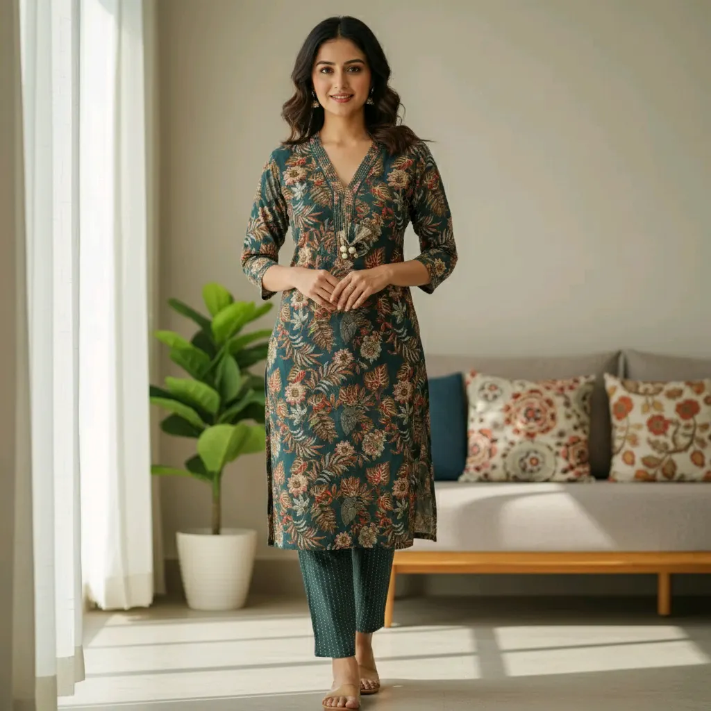 Floral Printed Straight Kurti - Trendy & Comfortable