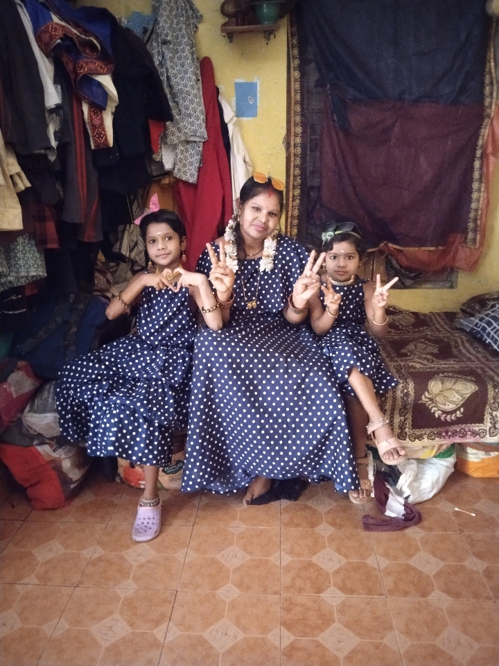 Navy Blue Polka Dot Maxi Dress for Women and Girls