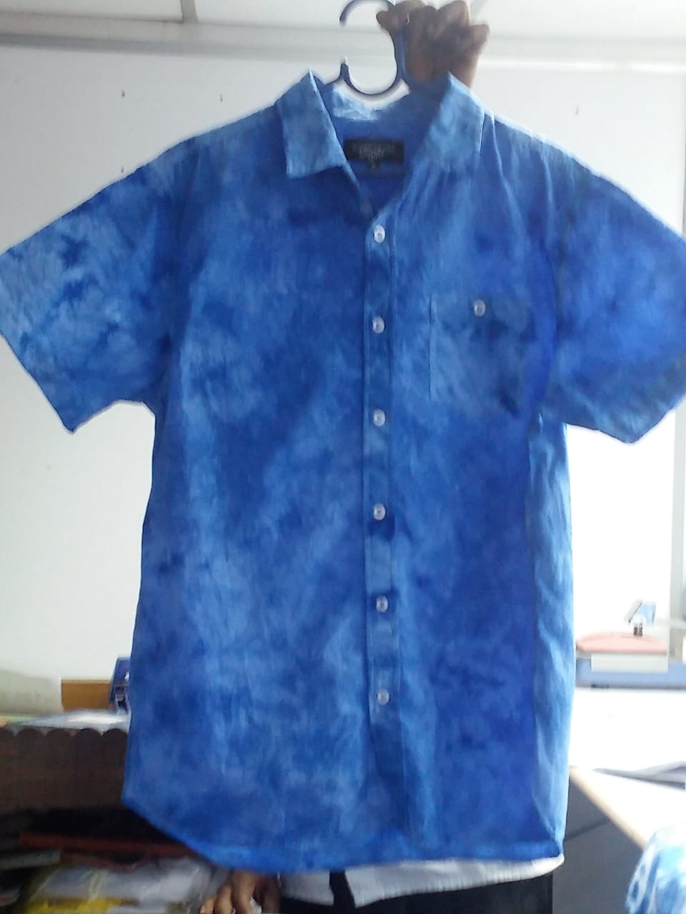 RIYA Men's Blue Tie-Dye Half Sleeve Formal Shirt