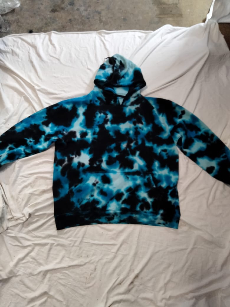 Men's Tie-Dye Blue and Black Hoodie