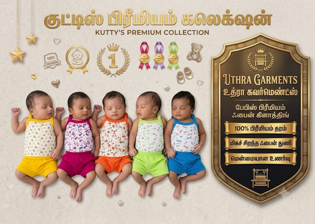 Uthra Garments Baby Boys & Girls Premium Cotton Inner Wear Singlets & Shorts Set - Newborn