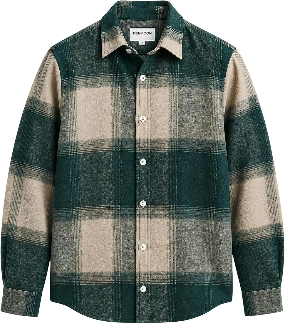 Men's Green & Beige Plaid Full Sleeve Casual Shirt