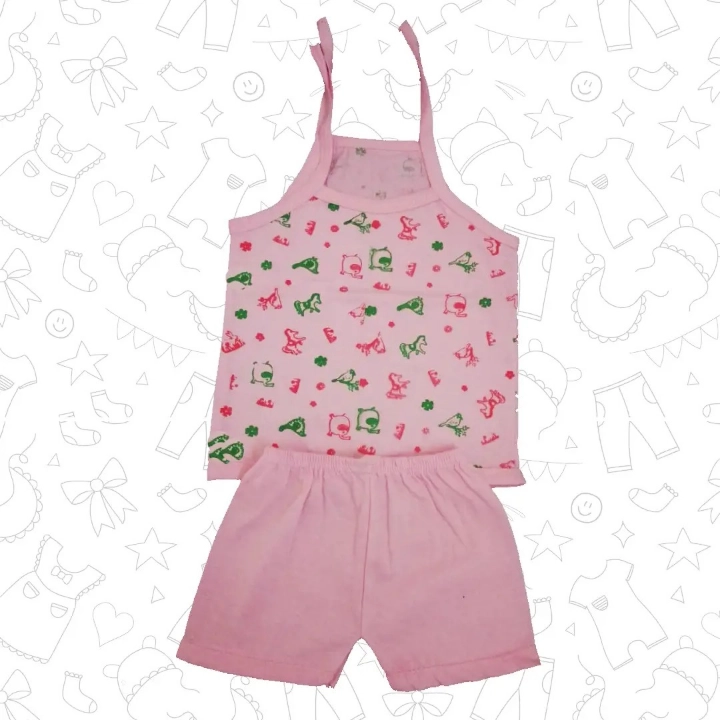 Cute Pink Baby Jabla and Shorts Set with Animal Print