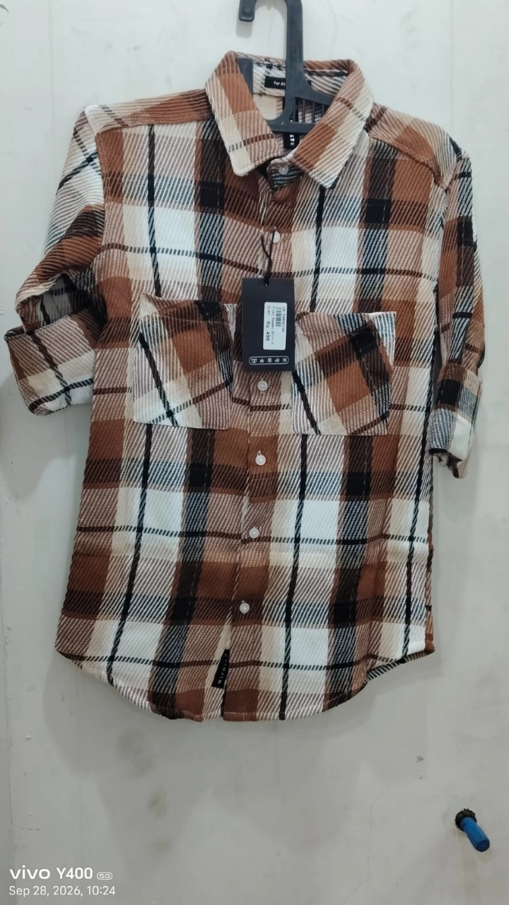 Men's Brown & White Plaid Full Sleeve Casual Shirt