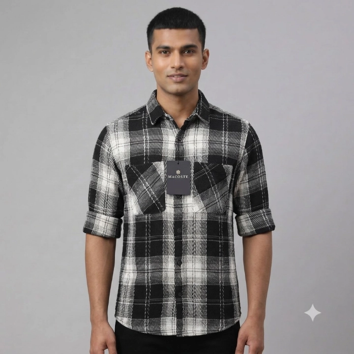 Men's Black & White Plaid Full Sleeve Casual Shirt