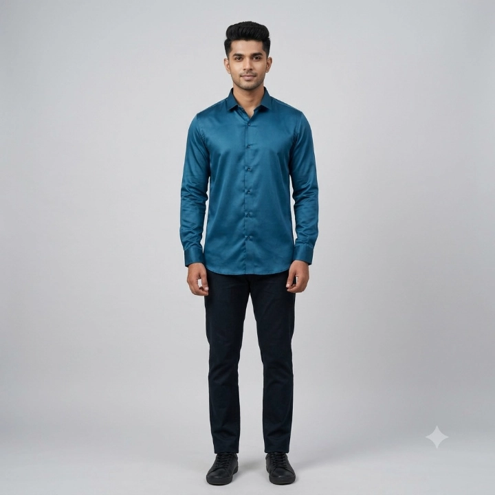 USElite Men's Teal Blue Full Sleeve Partiver Casual Shirt