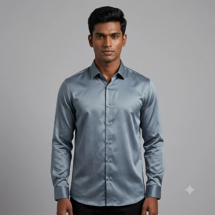 USElite Men's Full Sleeve Casual Shirt - Steel Grey