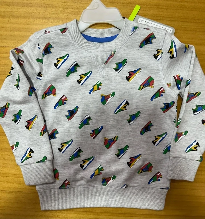 7-Year-Old South Indian Boy's Regular Fit Full Sleeve Round Neck T-shirt with Sneaker Print