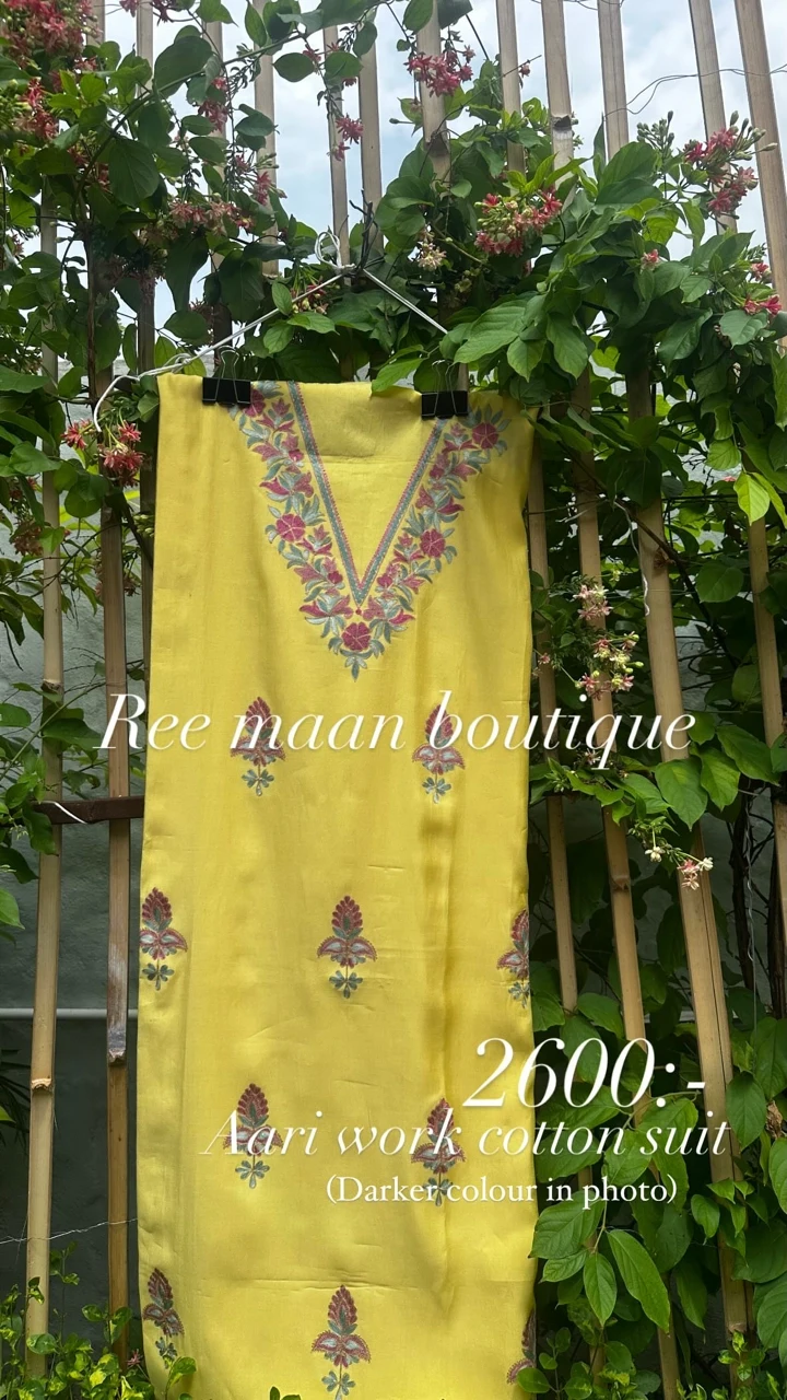 Elegant Yellow Aari Work Cotton Straight Kurti for Women - Ree Maan Boutique