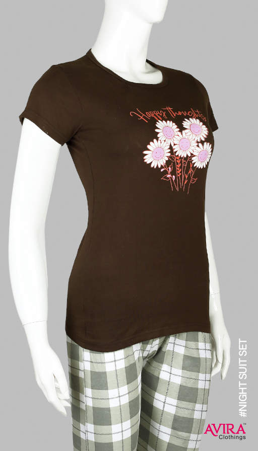 Photo of Ladies TShirts (BROWN) - Your Perfect Companion for Restful Nights | Avira Clothings