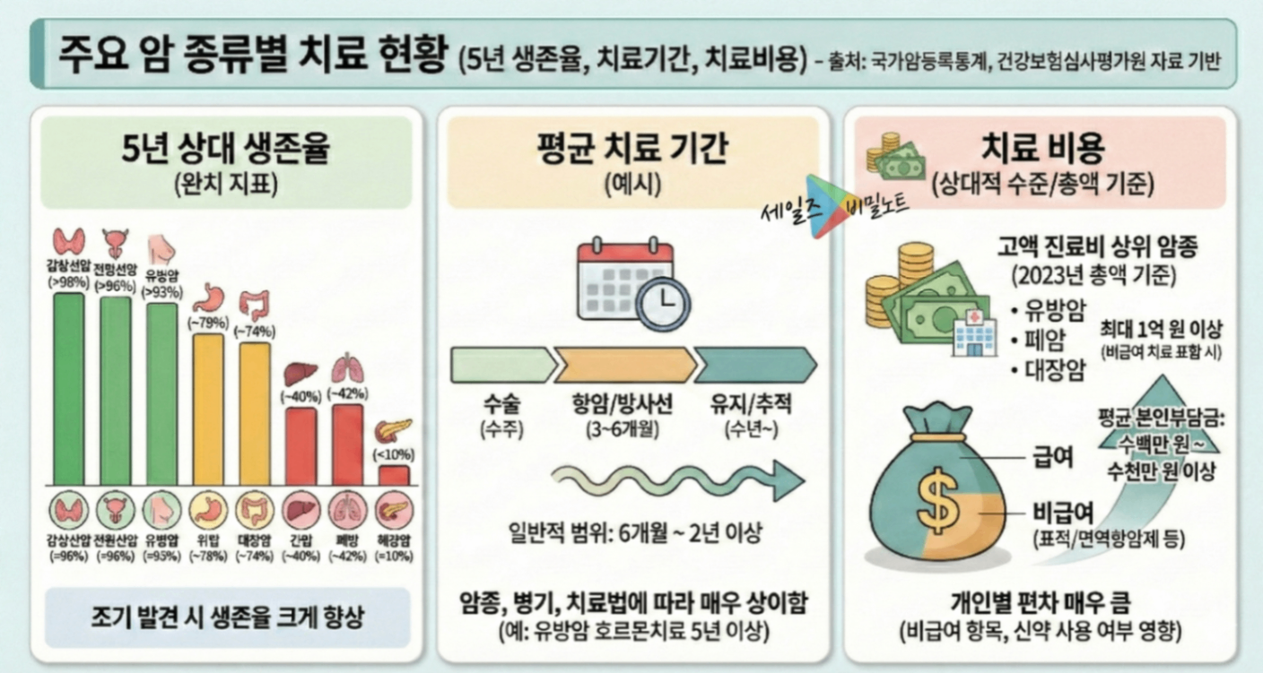 주요 암 종류별 치료현황 도식화자료