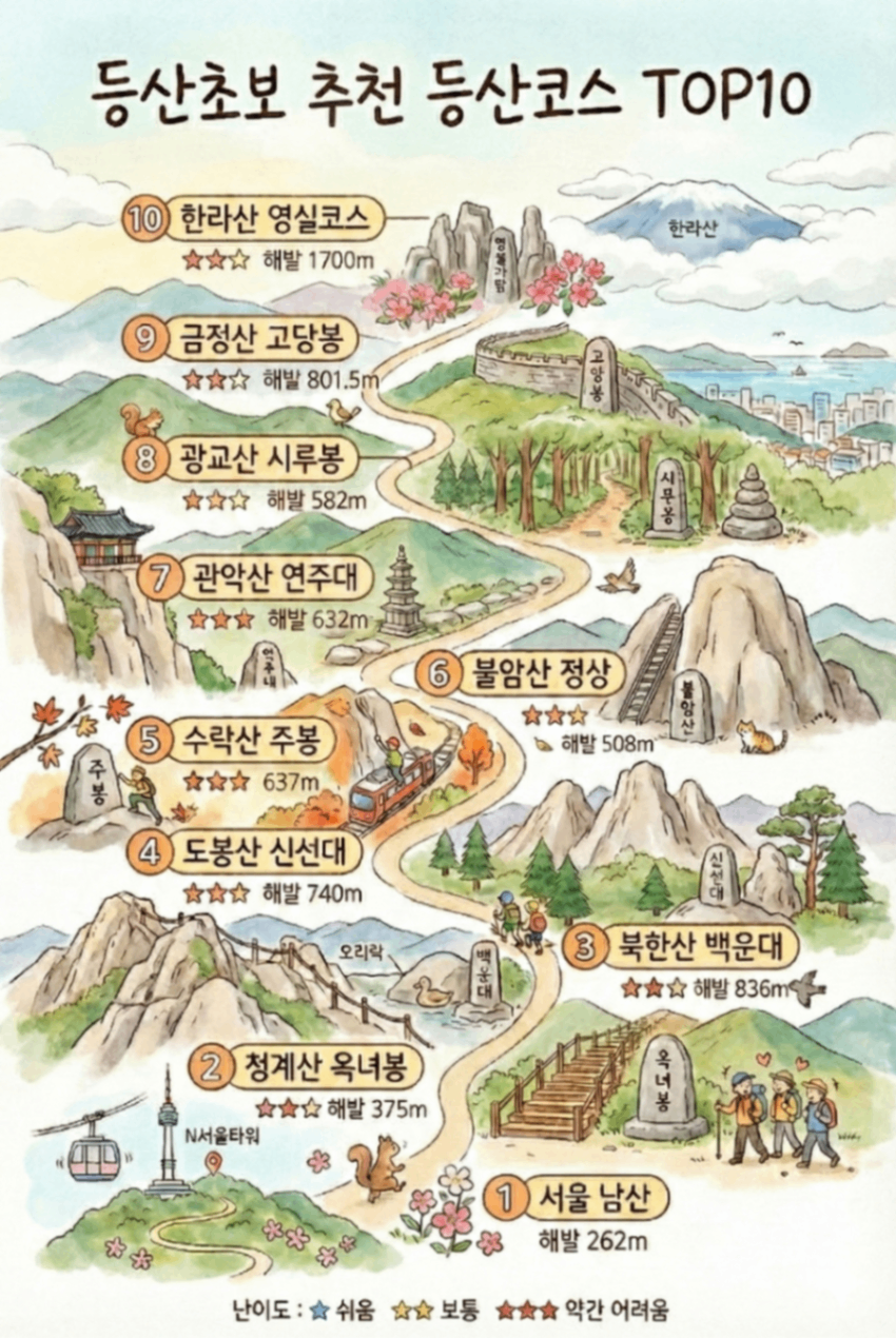등산초보 추천 코스 TOP 10
