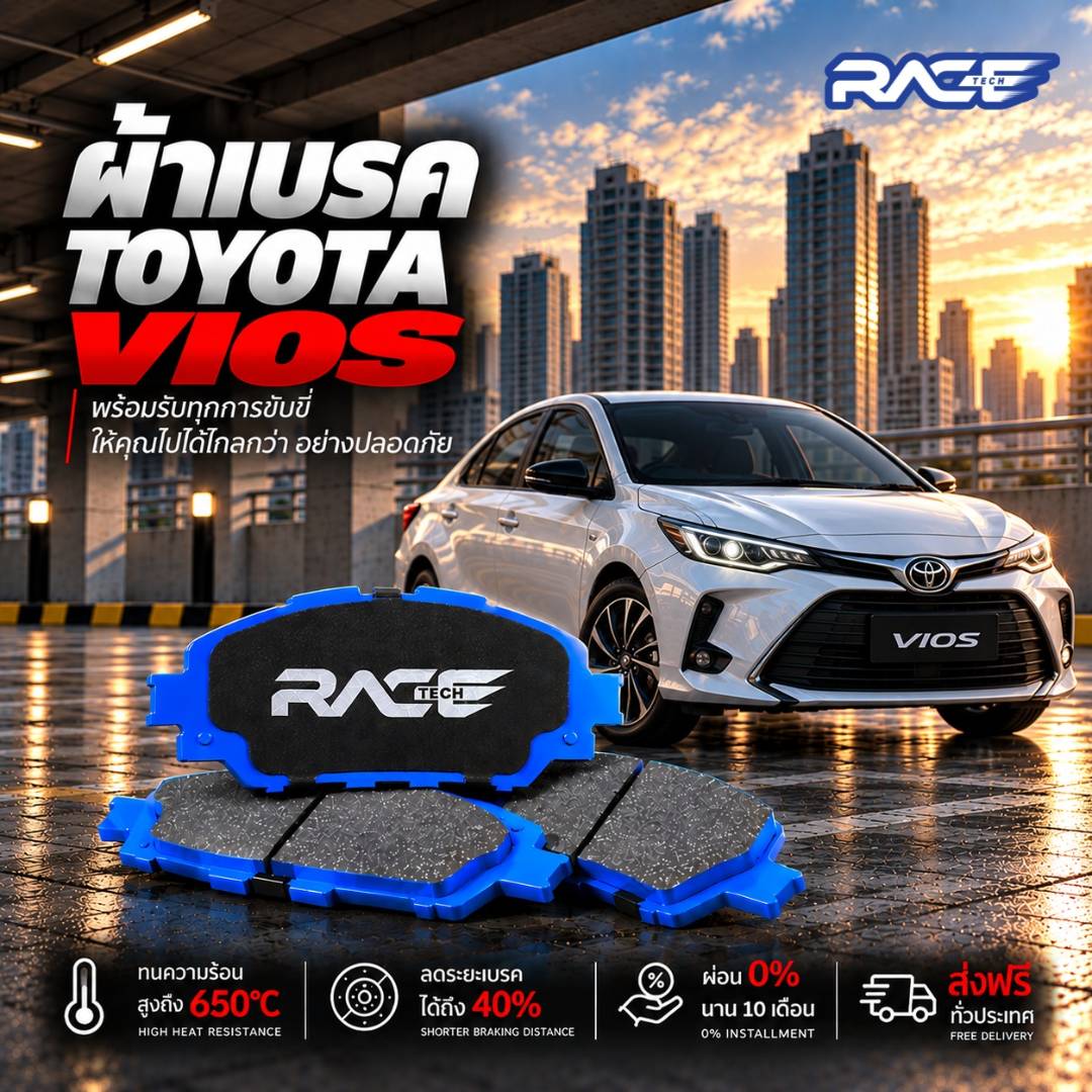 ผ้าเบรก TOYOTA VIOS(ตัวE,J) /13-ON RT2343 รูปที่ 1