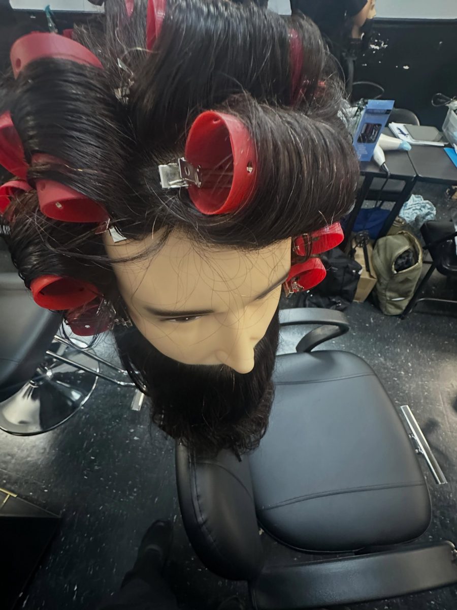Red velcro rollers, back view