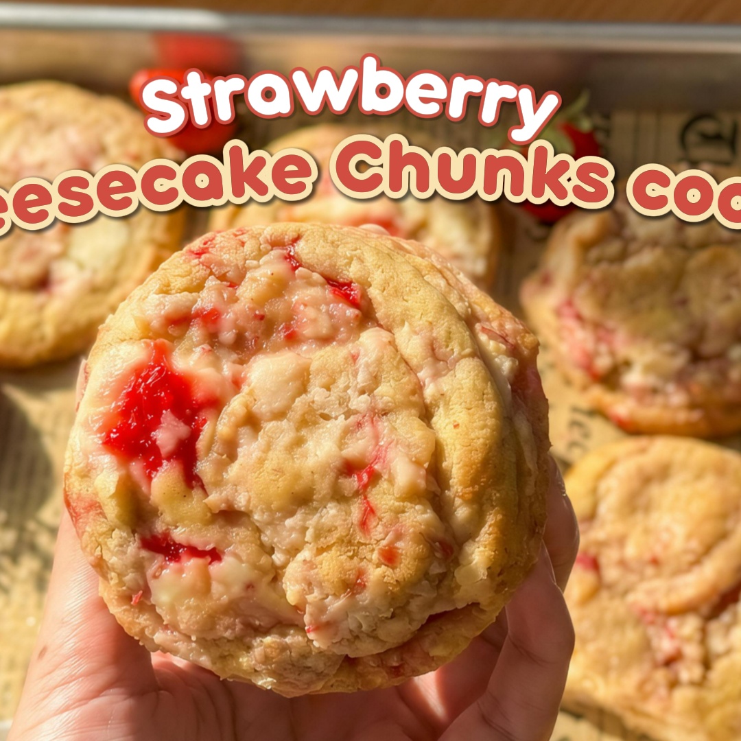 The best Strawberry Cheesecake Chunks Cookies