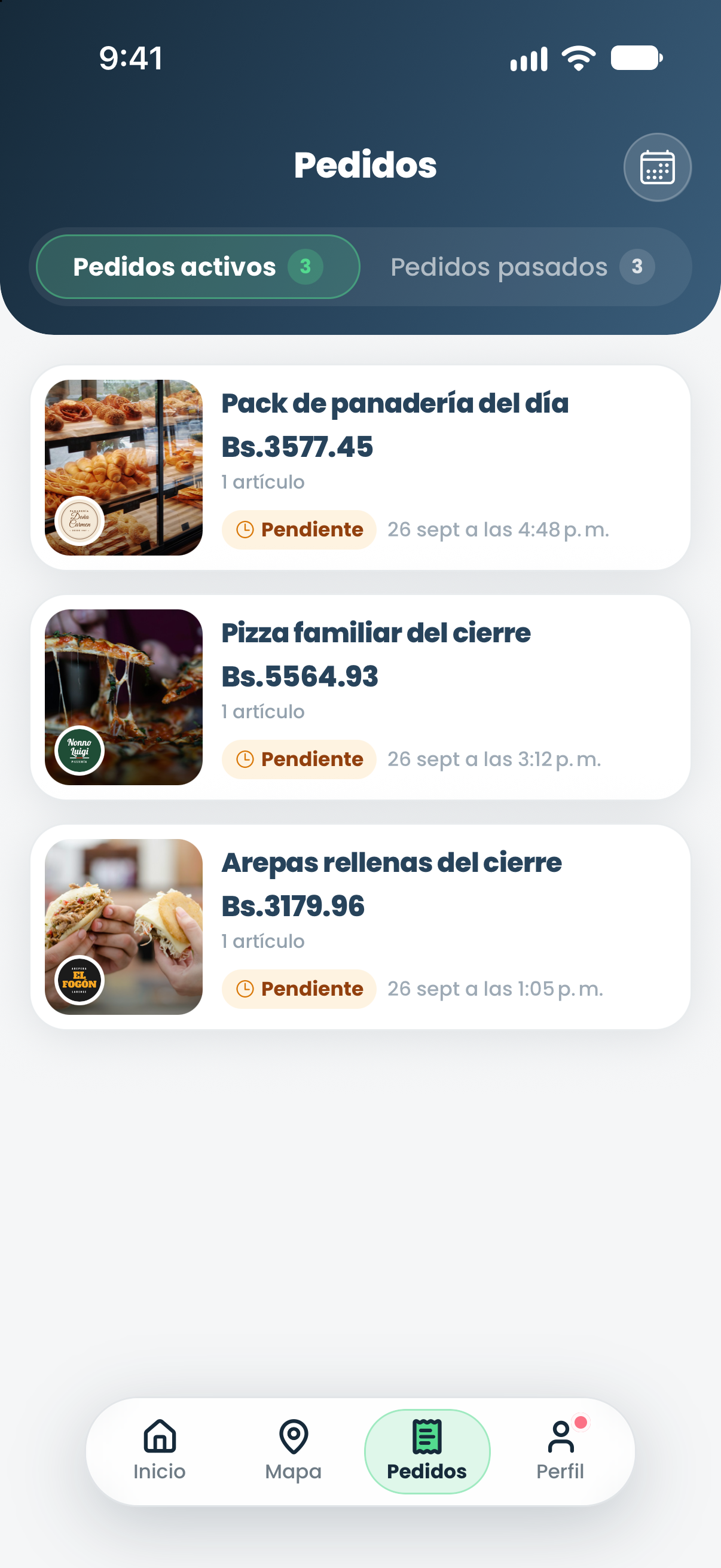 Pedidos activos del cliente en la app Salvalo