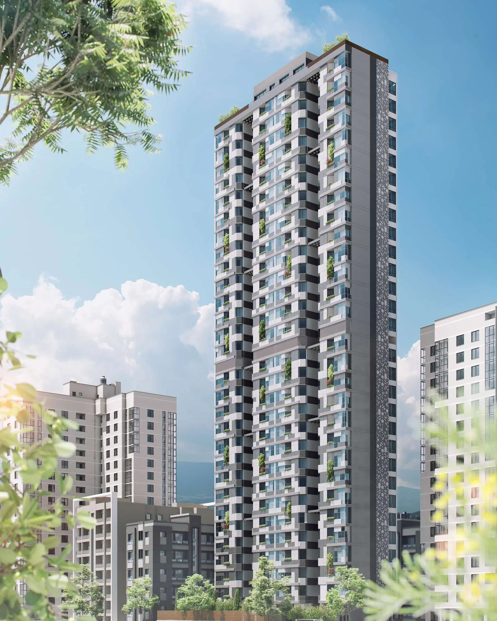 Lush garden and landscape at SAM TOWER