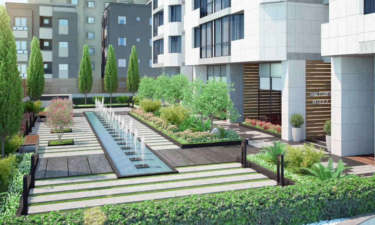 Lush 1600m² garden and landscape at SAM TOWER in Achrafieh